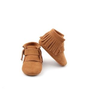 Brown baby boots for boy girl toddler leather shoe